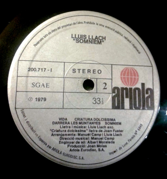 Lluis Llach - Somniem | Ariola (200717-I) - 4