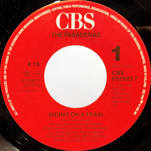 The Pasadenas - Riding On A Train | CBS (CBS 652925 7) - 3 The Pasadenas - Riding On A Train | CBS (CBS 652925 7) - 3