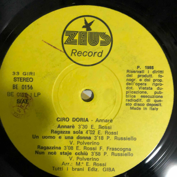 Ciro Doria - Annarè | Zeus Record (BE 0156) - 3