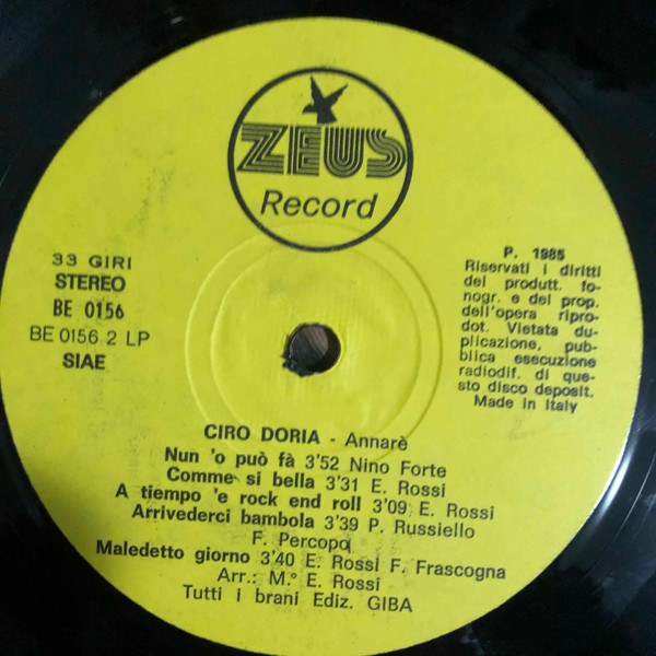 Ciro Doria - Annarè | Zeus Record (BE 0156) - 4