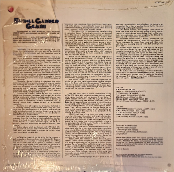 Erroll Garner - Gemini | London Records (XPS-617) - 2 Erroll Garner - Gemini | London Records (XPS-617) - 2