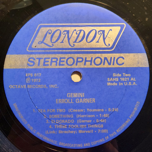 Erroll Garner - Gemini | London Records (XPS-617) - 4 Erroll Garner - Gemini | London Records (XPS-617) - 4