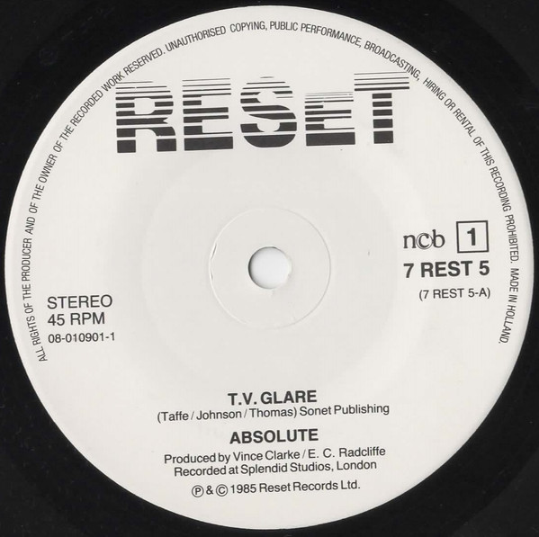 Absolute - T.V. Glare | Reset Records (7 REST 5) - 3 Absolute - T.V. Glare | Reset Records (7 REST 5) - 3