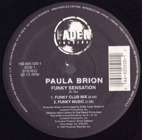 Paula Brion - Funky Sensation | Fader Records (162-920 500-1)