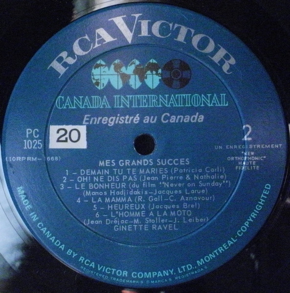 Ginette Ravel - Mes Grands Succès | RCA Victor (PC-1025) - 4