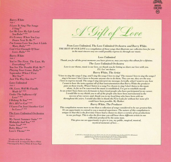 Barry White , Love Unlimited , Love Unlimited Orchestra - The Best Of Our Love | Unlimited Gold (ULG 88520) - main Barry White , Love Unlimited , Love Unlimited Orchestra - The Best Of Our Love | Unlimited Gold (ULG 88520) - main