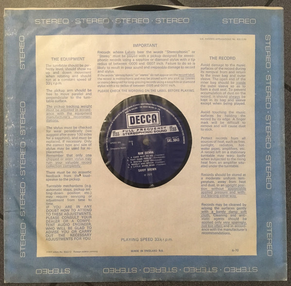 Savoy Brown - Raw Sienna | Decca (SKL 5043) - 4