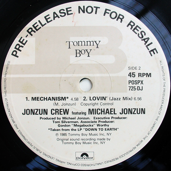 Jonzun Crew Featuring Michael Jonzun - Lovin' / Mechanism | Tommy Boy (POSPX 725-DJ)