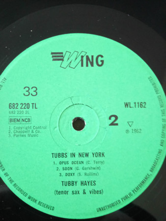 Tubby Hayes - Tubbs In New York | Wing Records (WL.1162) - 3 Tubby Hayes - Tubbs In New York | Wing Records (WL.1162) - 3