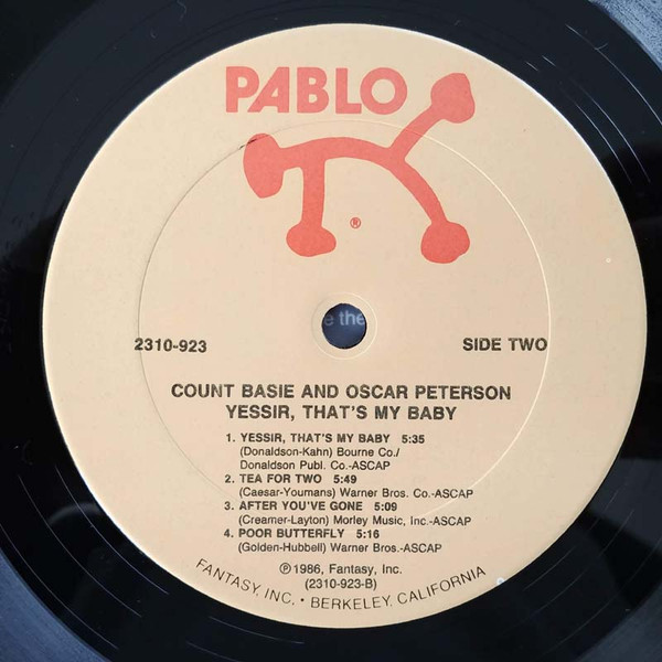 Count Basie , Oscar Peterson - Yessir, That's My Baby | Pablo Records (2310-923) - 4 Count Basie , Oscar Peterson - Yessir, That's My Baby | Pablo Records (2310-923) - 4