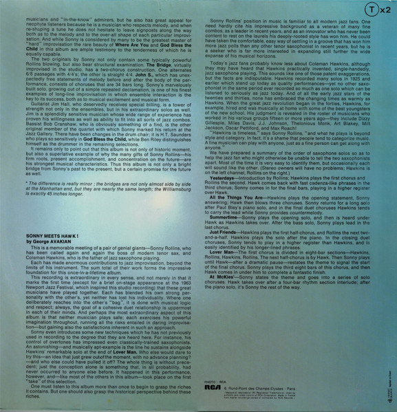 Sonny Rollins - Vol 1: "The Bridge" / Vol 2: With Coleman Hawkins "Sonny Meets Hawk!" | RCA Victor (741074/075) - 3