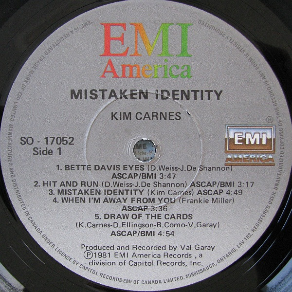 Kim Carnes - Mistaken Identity | EMI America (SO-17052) - 3 Kim Carnes - Mistaken Identity | EMI America (SO-17052) - 3