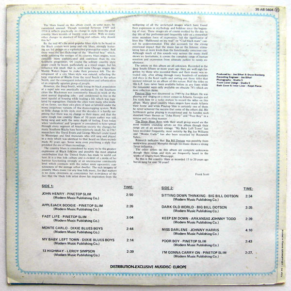 Various - Blues From The Deep South | Musidisc (30 AB 5604) - 2