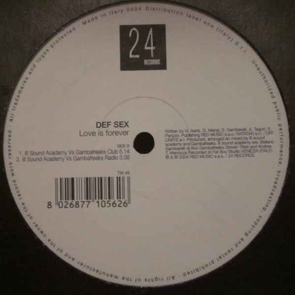 Def Sex - Love Is Forever | 24 Records (TW 48) - 2