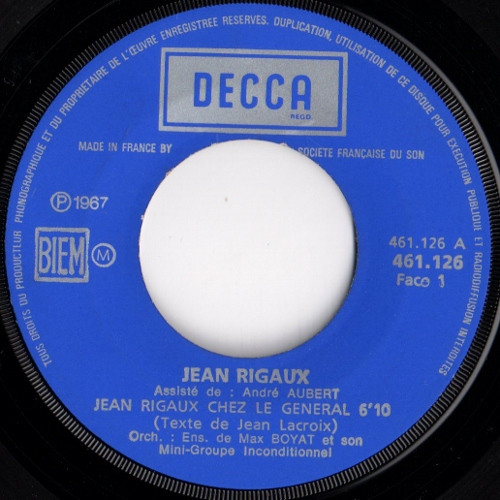 Jean Rigaux Avec André Aubert - Chez Le Général | Decca (461.126) - 3