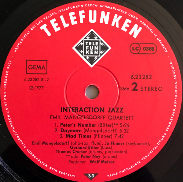 Emil Mangelsdorff Quartett - Interaction Jazz | Telefunken (6.23282 AS) - 3