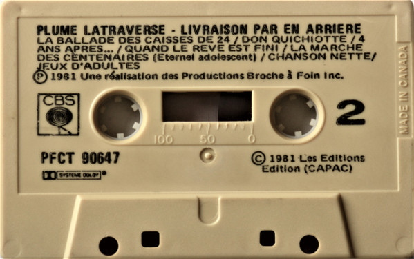 Plume Latraverse And The Plumettes - Livraison...Par En Arrière [Cassette] | CBS (PFCT 90647) - 4