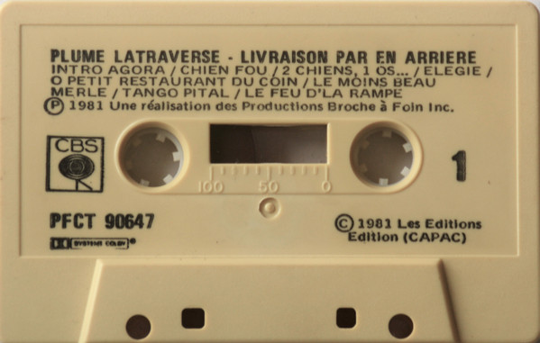 Plume Latraverse And The Plumettes - Livraison...Par En Arrière [Cassette] | CBS (PFCT 90647) - 3