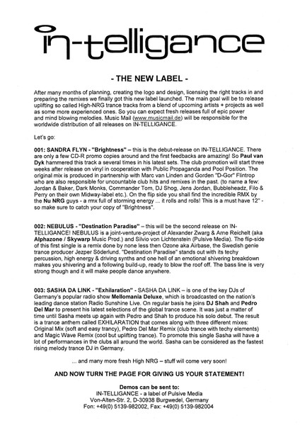 Sandra Flyn - Brightness | In-Telligance (IN-TELLIGANCE 001) - 2