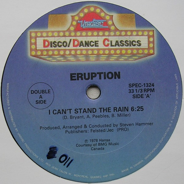 Eruption / Bumblebee Unlimited - I Can't Stand The Rain / Love Bug | Unidisc (SPEC-1324) Eruption / Bumblebee Unlimited - I Can't Stand The Rain / Love Bug | Unidisc (SPEC-1324)