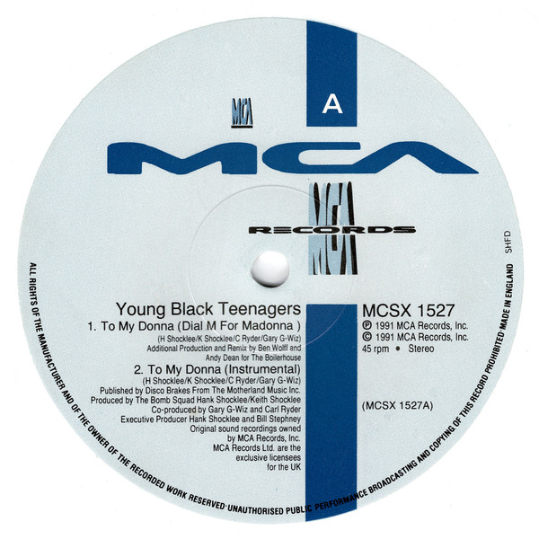 Young Black Teenagers - To My Donna (Remix) | MCA Records (MCSX 1527) - 3
