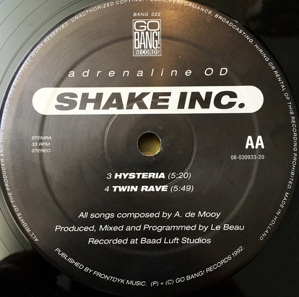 Shake Inc. - Adrenalin OD | Go Bang! Records (BANG 022) - 3 Shake Inc. - Adrenalin OD | Go Bang! Records (BANG 022) - 3