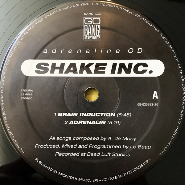 Shake Inc. - Adrenalin OD | Go Bang! Records (BANG 022) - 2 Shake Inc. - Adrenalin OD | Go Bang! Records (BANG 022) - 2