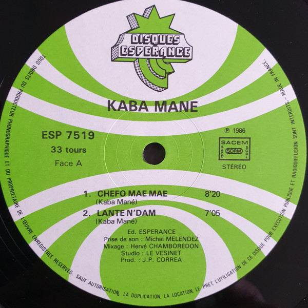 Kaba Mane - Chefo Mae Mae | Disques Espérance (ESP 7519) - 2