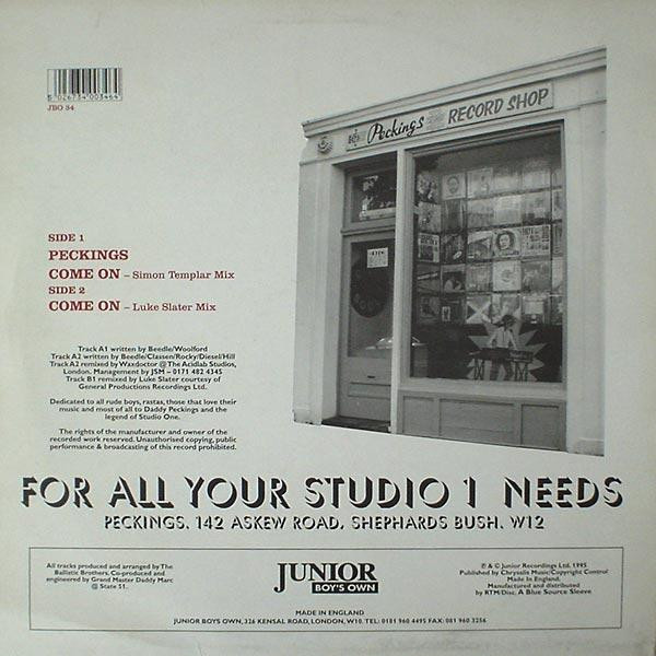 Ballistic Brothers - Peckings / Come On | Junior Boy's Own (JBO 34) - 2