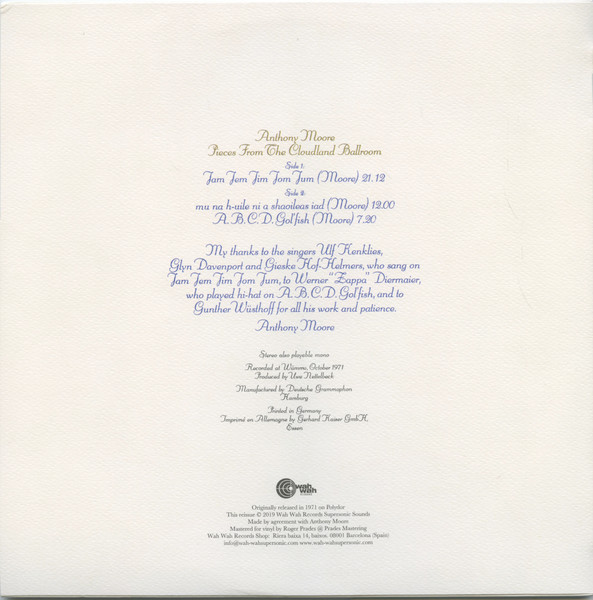 Anthony Moore - Pieces From The Cloudland Ballroom | Wah Wah Records (LPS227) - 4