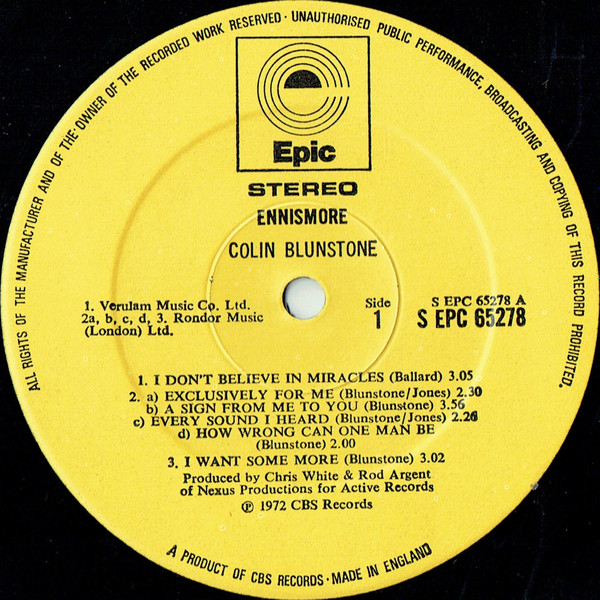 Colin Blunstone - Ennismore | Epic (EPC 65278) - 3