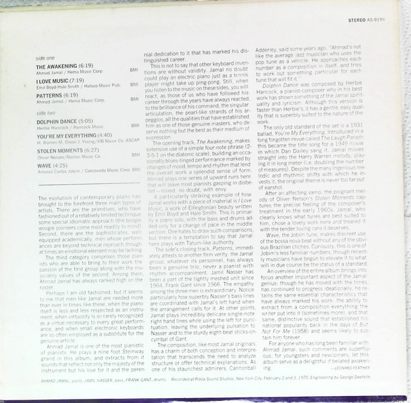 Ahmad Jamal Trio - The Awakening | Impulse! (AS-9194) - 3