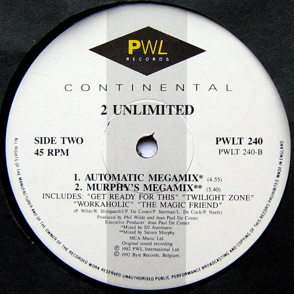 2 Unlimited - The Magic Friend / Megamix | PWL Continental (PWLT 240) - 4