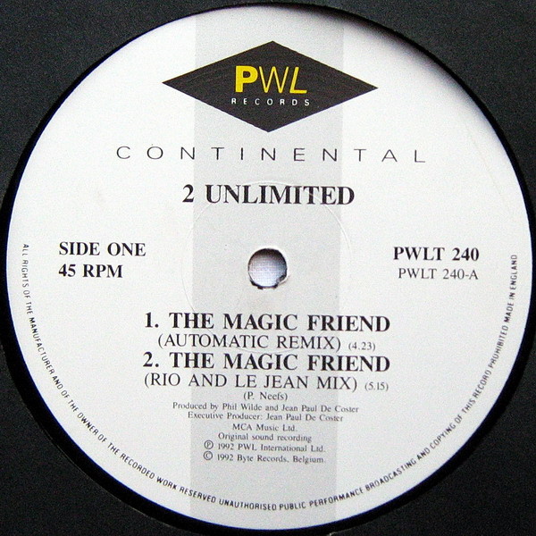 2 Unlimited - The Magic Friend / Megamix | PWL Continental (PWLT 240) - 3