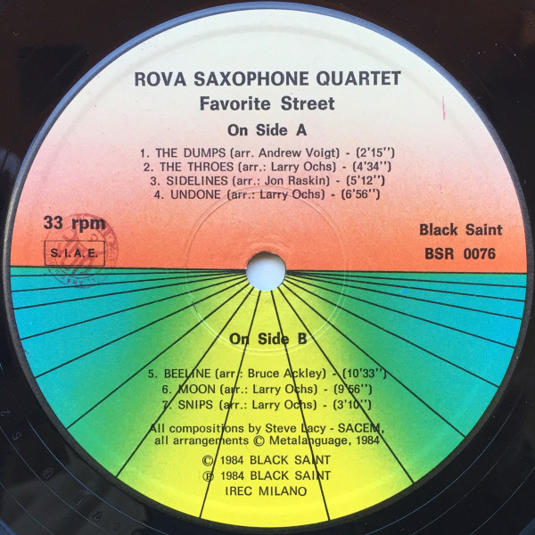 Rova Saxophone Quartet Plays Steve Lacy - Favorite Street | Black Saint (BSR 0076) - 4