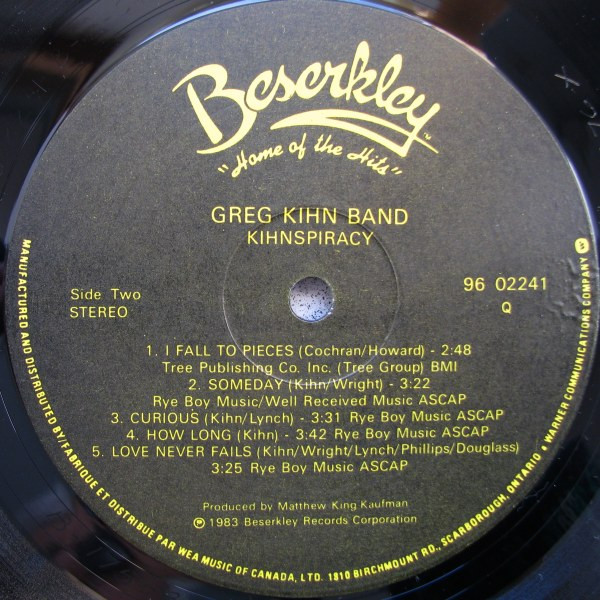 Greg Kihn Band - Kihnspiracy | Beserkley (96 02241) - 4