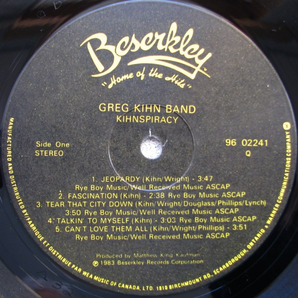 Greg Kihn Band - Kihnspiracy | Beserkley (96 02241) - 3