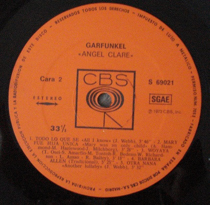 Art Garfunkel - Angel Clare | CBS (S 69021) - 3