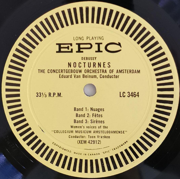 Claude Debussy , Concertgebouworkest , Eduard van Beinum - La Mer / Trois Nocturnes | Epic (LC 3464) - 4