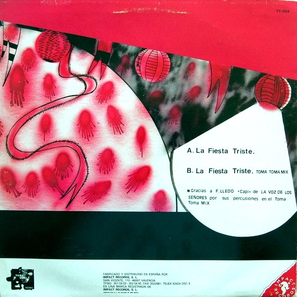 B. La V. - La Fiesta Triste | Toma Toma Records (TT-003) - 2