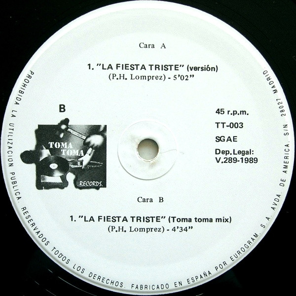 B. La V. - La Fiesta Triste | Toma Toma Records (TT-003) - 4