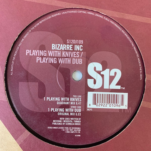Bizarre Inc - Playing With Knives / Playing With Dub | S12 (S12DJ109) - 3