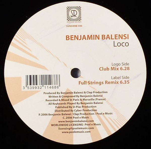 Benjamin Balensi - Loco | Sunshine Records (SUNSHINE 006)