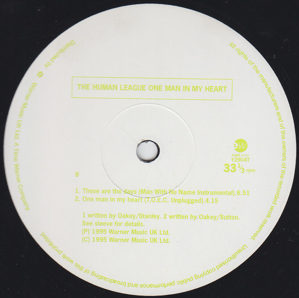 The Human League - One Man In My Heart | EastWest (YZ904T) - 4