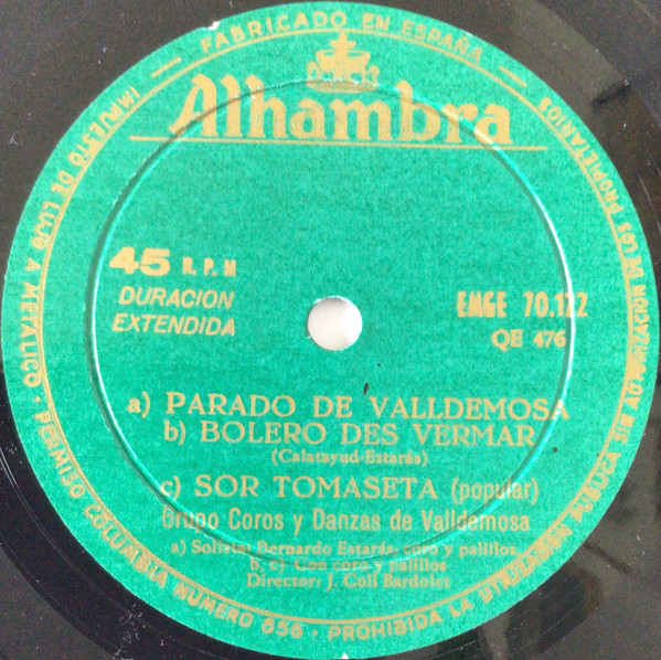 Grupo Coros Y Danzas De Valldemosa - Grupo Coros Y Danzas De Valldemosa | Alhambra (EMGE 70122) - 3