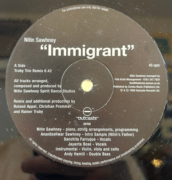 Nitin Sawhney - Immigrant | Outcaste Records (OUT22)