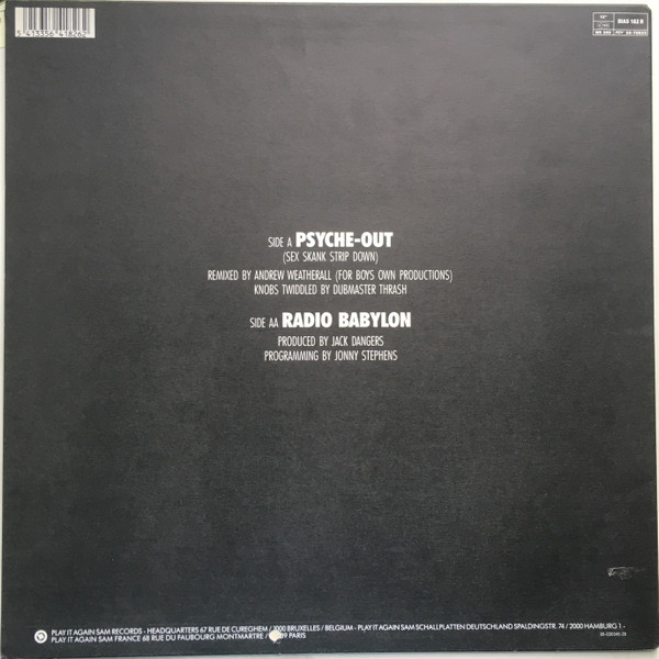 Meat Beat Manifesto - Psyche Out (Remixed By Andrew Weatherall) / Radio Babylon | Play It Again Sam Records (BIAS 182 R) - 2