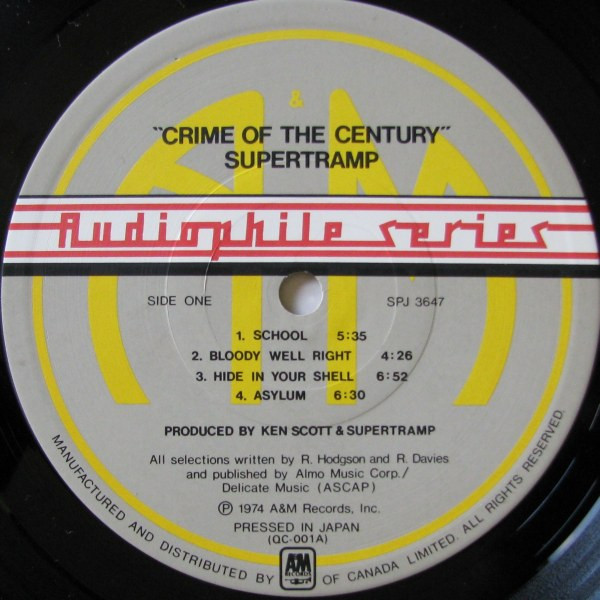 Supertramp - Crime Of The Century | A&M Records (SPJ-3647) - 3