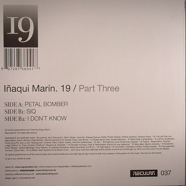 Iñaqui Marín - 19 / Part Three | Regular (REGULAR 037) - main
