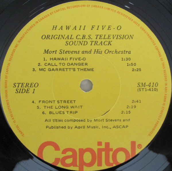 Mort Stevens And His Orchestra - Hawaii Five-O (Original C.B.S. Television Sound Track) [Vinyl] | Capitol Records (SM-410) - 3